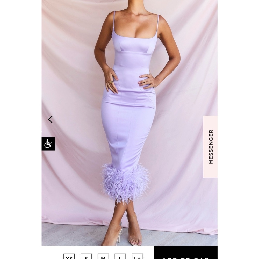 Helena House of CB Midi Feather Purple Dress - Small